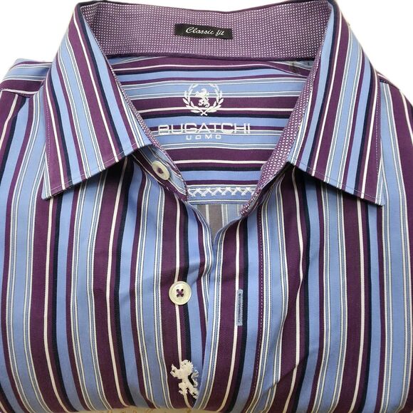 Bugatchi Uomo Striped long sleeve‎ flip cuff shirt, XL $155 nice! - Picture 2 of 8
